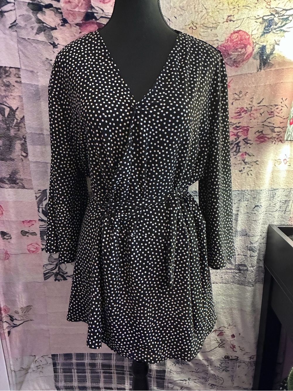 Black & White Polka Dot Wrap Dress